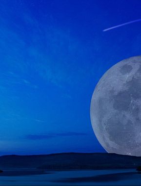 Image of a full moon and shooting star